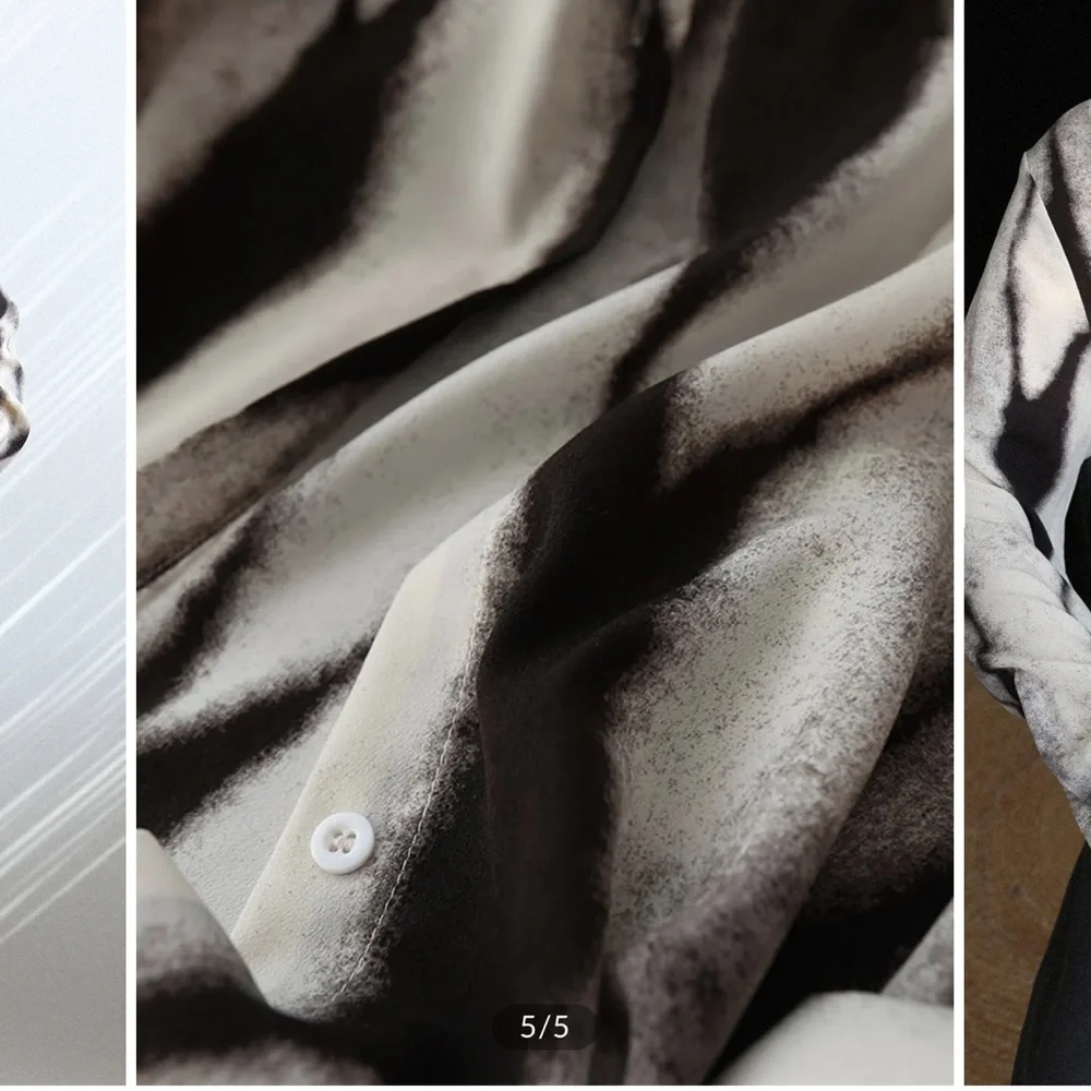 Tie-Dye Oversized Button-Down Shirt in Black and Cream - Picture 3 of 6